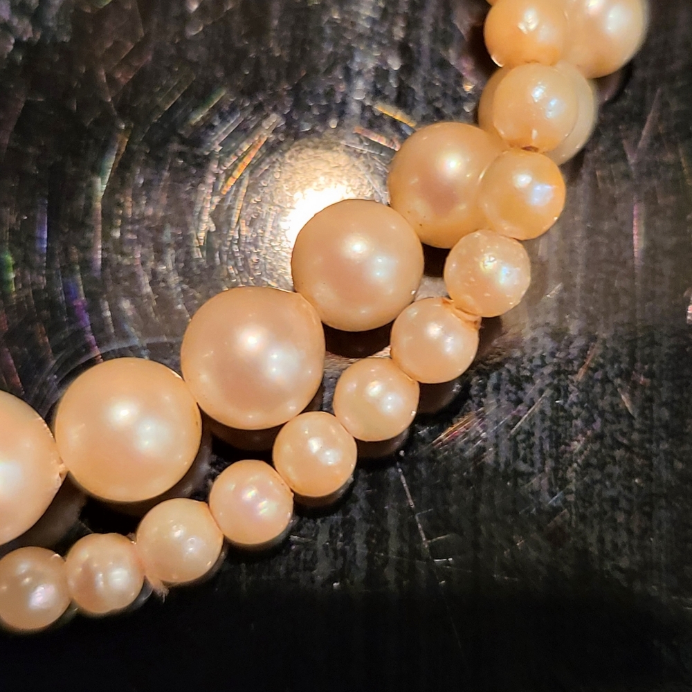 10kt White Gold Graduated Pearl Necklace 17" Vintage - Picture 13 of 14